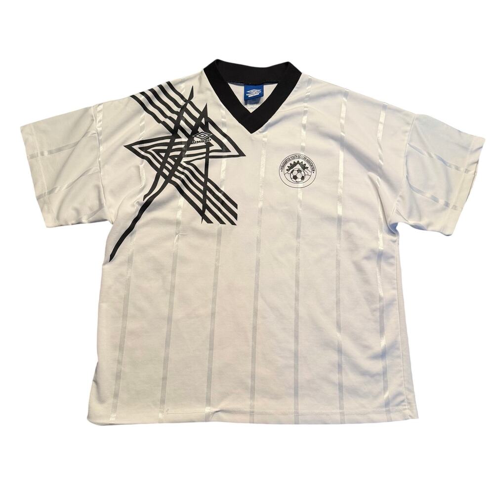 Vintage 90s Umbro Soccer Jersey Adult L White Striped USA Peñasquitos Soccer